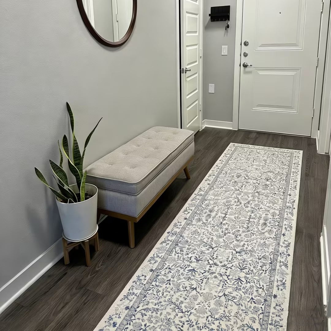 American Country Floral Washable Runner Rug
