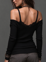 Chic Boho Lace Trim Off Shoulder Top