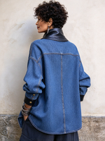 Edgy Chic Denim Asymmetrical Button Jacket
