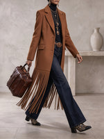 Chic Fringe-Hem Wool-Blend Trench Coat