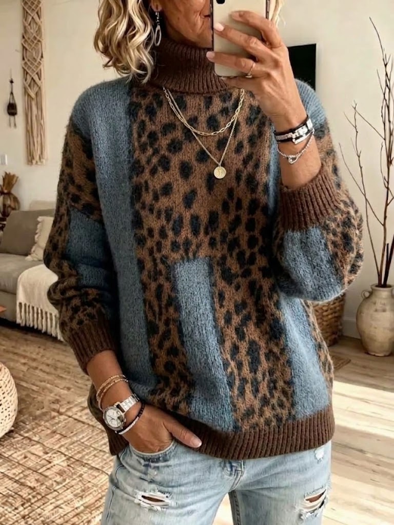 Open-knit V-neck Long-sleeve Sweater With Feather-like Texture