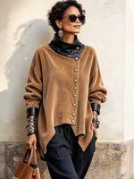 Cozy Asymmetrical Stylish Faux Leather Corduroy Jacket