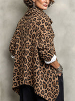Chic Urban Leopard Print Asymmetrical Zip Jacket