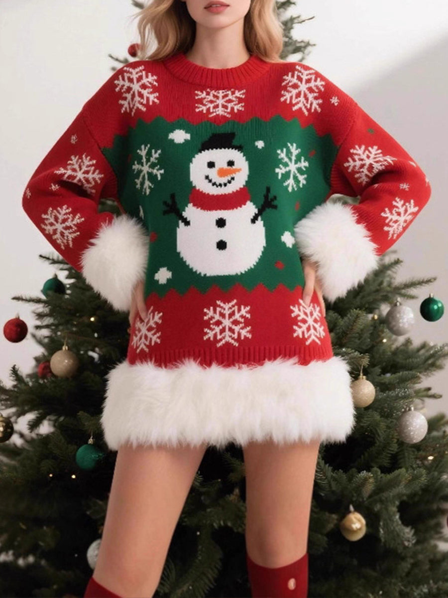Christmas Knitted Sweater Mini Dress