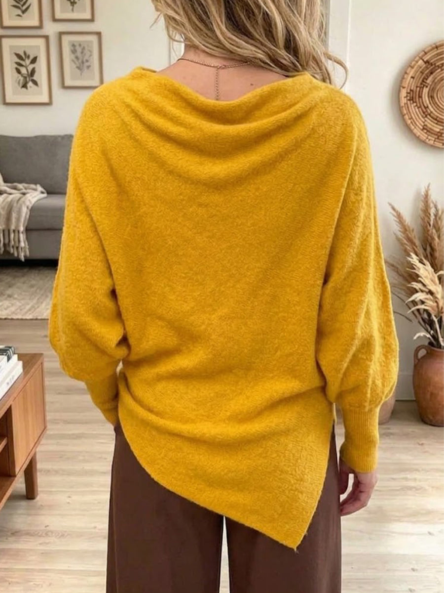 Knit Top With A Cowl Neckline, Asymmetrical Hem, And Dropped Shoulders