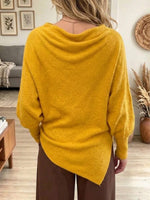 Knit Top With A Cowl Neckline, Asymmetrical Hem, And Dropped Shoulders