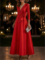 Elegant Brocade V-neck Maxi Dress