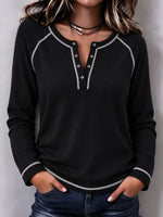 Relaxed-fit Casual Waffle-knit Cotton Long-sleeve Top