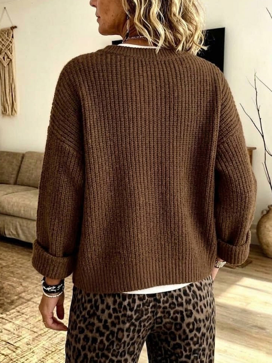 Diagonal Button Chunky Knit Cardigan