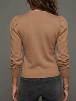 Ruched Puff-sleeve Knit Top