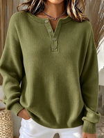 Cozy Minimalist Henley-neck Sweater