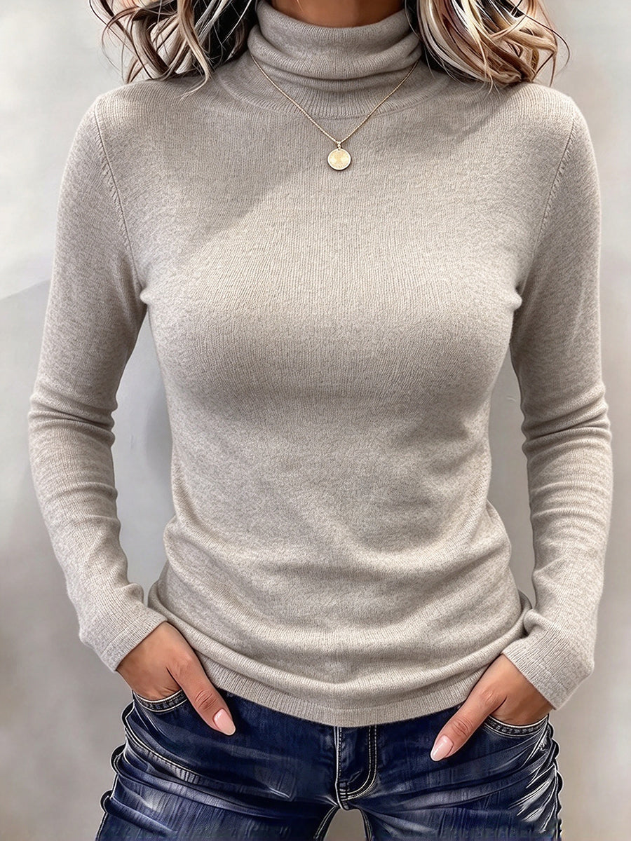 Classic, Versatile, Slim-fit High-neck Knit Top
