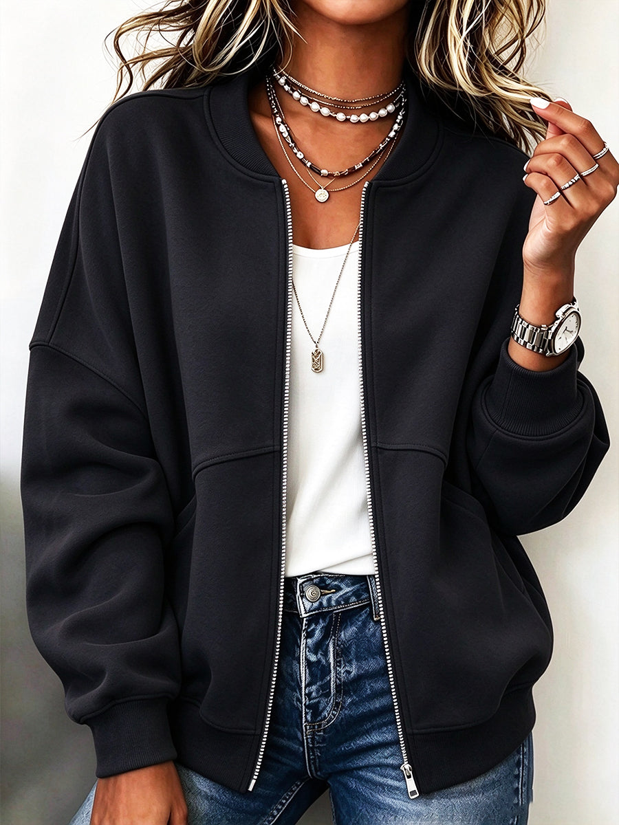 Casual Zip-up Cotton Sweatshirt Jacket