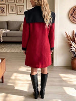 Color-block Wool Coat With Large Lapels
