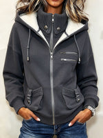 Casual Relaxed Cozy Fleece-lined Dark Gray Hoodie