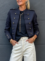 Casual Chic Vintage Military Cotton Cropped Jacket