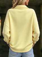 Casual Asymmetric Lapel Button Up Sweatshirt
