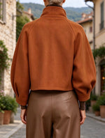 Chic Stand-collar Cropped Wool-blend Jacket