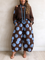 Chic Fall Winter Polka Dot Casual Wide Leg Pants