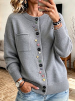 Cozy, Casual, Multi-color Button-up Knit Cardigan