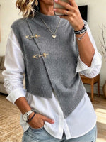 Chic Knit Vest And White Shirt Two-piece Set