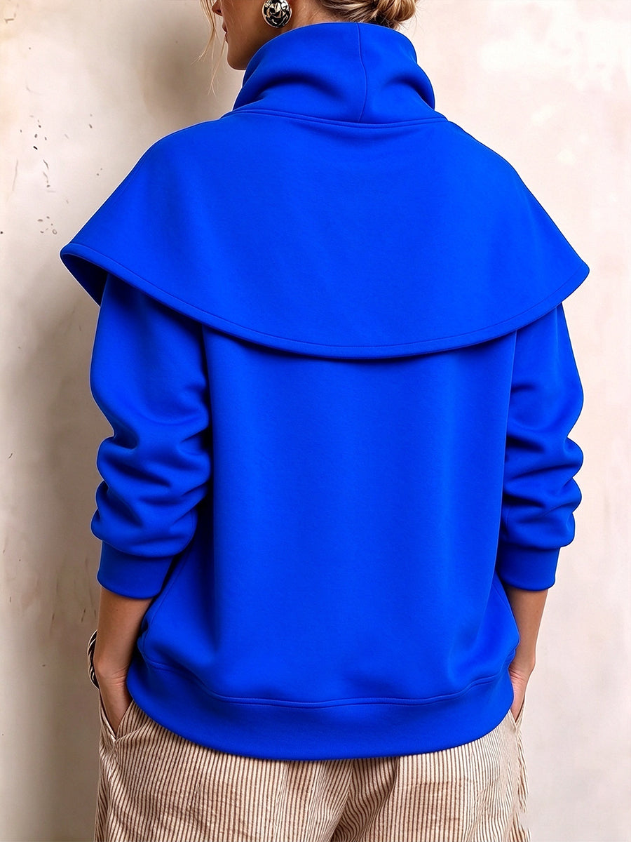 Chic Dramatic Shawl-Collar Sweatshirt