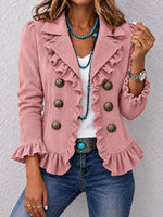 Vintage Ruffle-Trim Corduroy Blazer