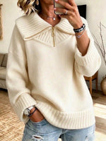 Cozy Cream Half-zip Knit Sweater