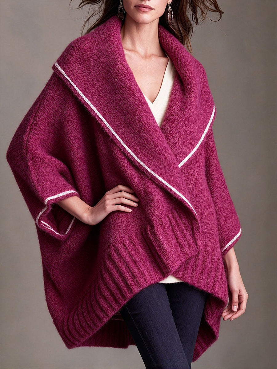 Cozy Draped Shawl-Collar Knit Cardigan