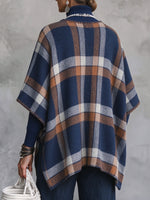 Classic Plaid Open-Front Knit Cape