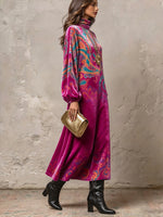 Vintage-style Paisley Print Velvet Maxi Skirt