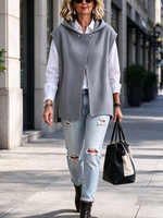 Casual Snap-button Hooded Knitted Sweater Vest