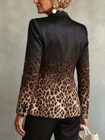 Women's Ombre Leopard Print Single Button Tailored Blazer.