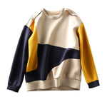 Loose-fit Casual Color-block Crew-neck Sweatshirt