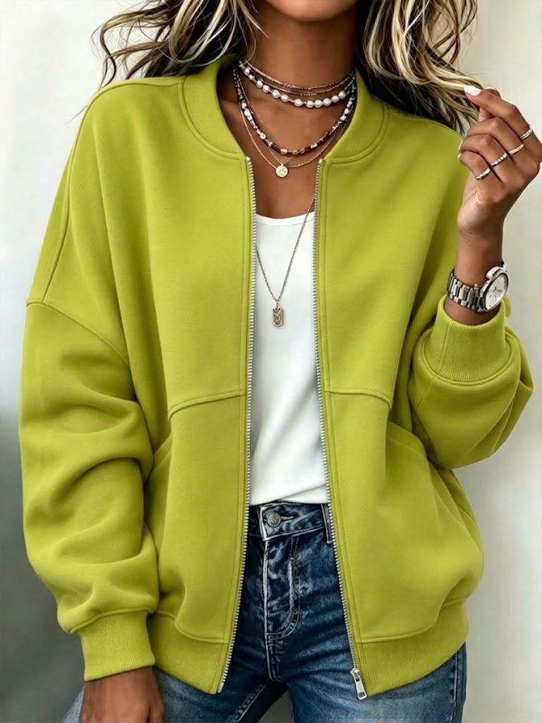 Casual Zip-up Cotton Sweatshirt Jacket