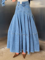 Chic A-line Denim Midi Skirt