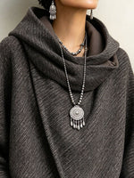 Oversized Asymmetrical Wool-blend Hooded Pullover Coat