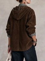 Hooded Corduroy Jacket With Plaid Lining