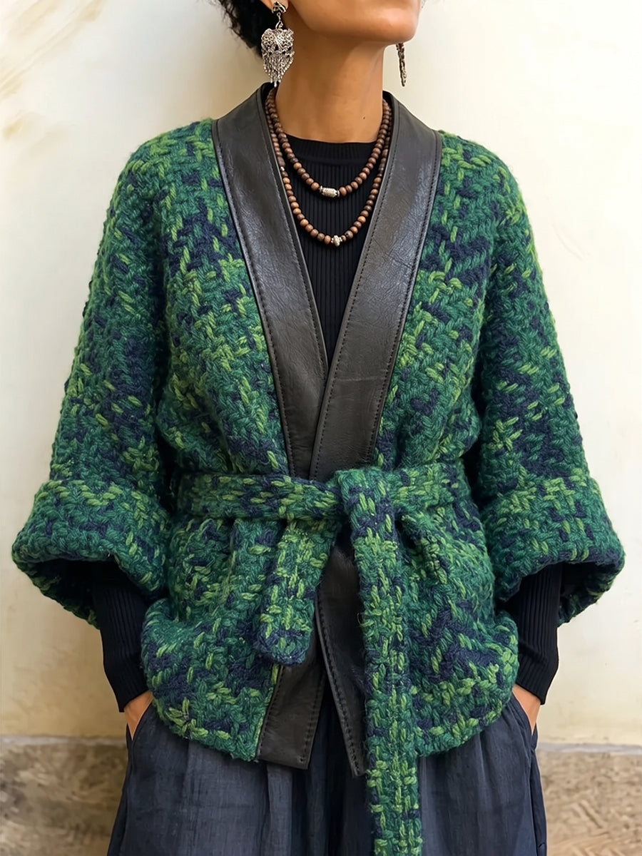Elegant Textured Knit Wrap Jacket
