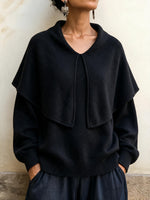 Elegant Layered Shawl Collar Knit Pullover