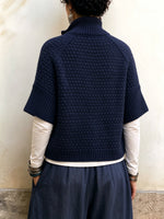 Cozy Button-Accented Knit Capelet Pullover