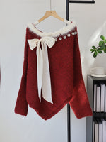 Christmas Knit Sweater With Plush Trim