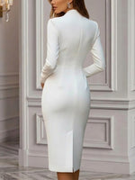 Asymmetric Single-breasted Slim-fit Dress