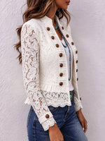 Chic Lace Military-Style Open Jacket