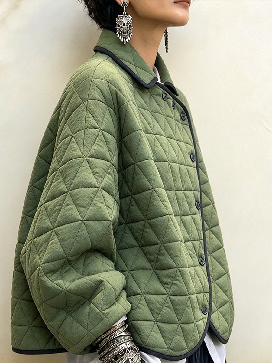 Casual Geometric-quilted Cotton Jacket
