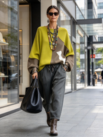 Casual Chic Cozy Colorblock Oversized Cotton Top