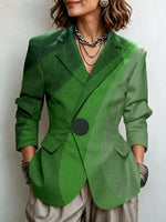 Abstract Stripe Asymmetric Tailored Blazer
