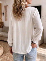 Women's Casual Solid Asymmetrical Peplum Long Sleeve Blouse