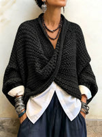 Cozy Relaxed Batwing Sleeves Crossover V-neck Sweater
