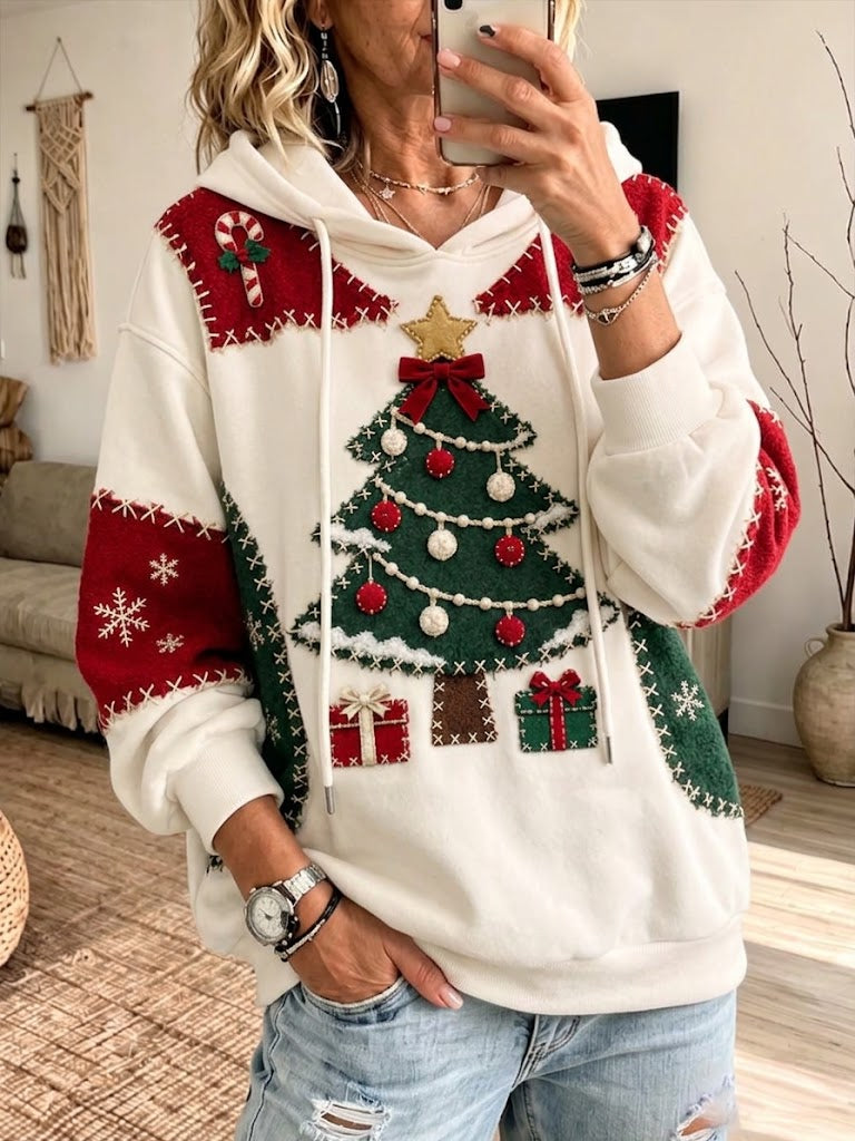 Christmas-print Cotton Hoodie